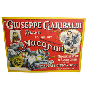 Giuseppe Garibaldi Macaroni Label Vintage 1910s Original Philadelphia Spaghetti